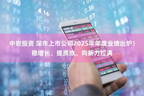 中岩投资 深市上市公司2025年年度业绩出炉！稳增长、提质效、向新力拉满